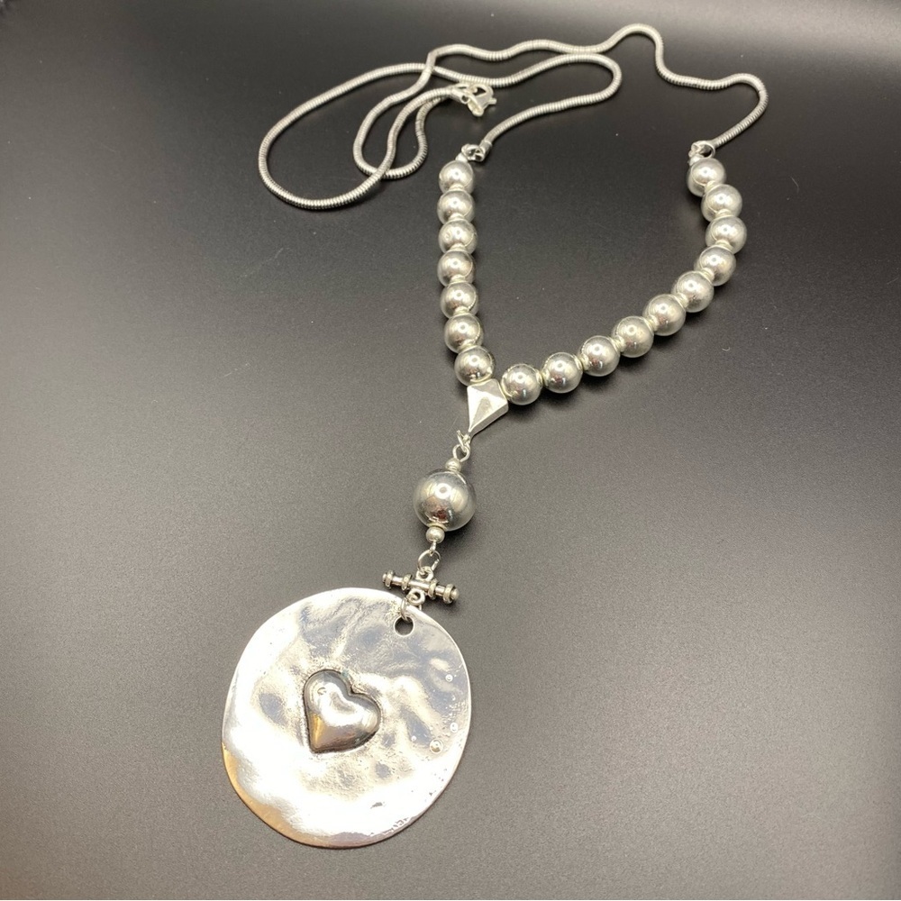 Bohemian Silver Heart Pendant Necklace